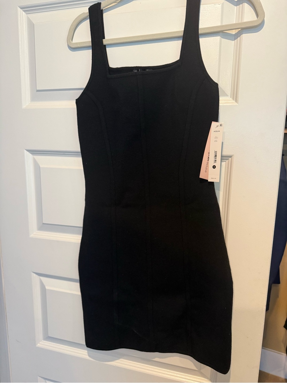 Aqua Black Square-Neck Bodycon Dress